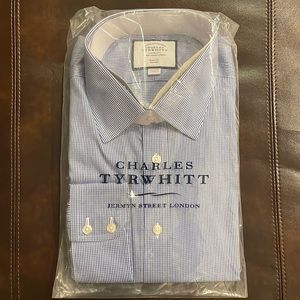 Charles Tyrwhitt Long Sleeve Dress Shirt Non Iron Size 17.5 - 36 Slim Fit